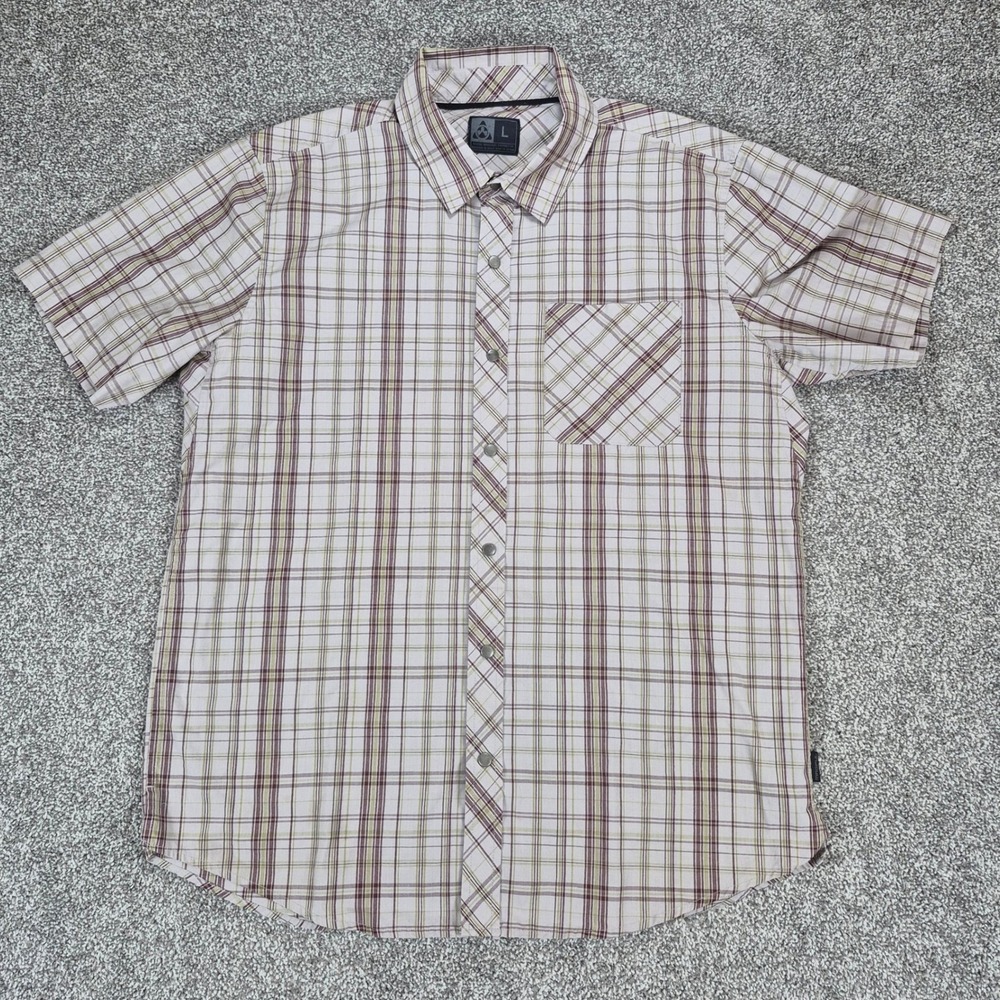 Magpul Rainey Shirt Mens Large Plaid Snap Front Short Sleeve Brown MAG738